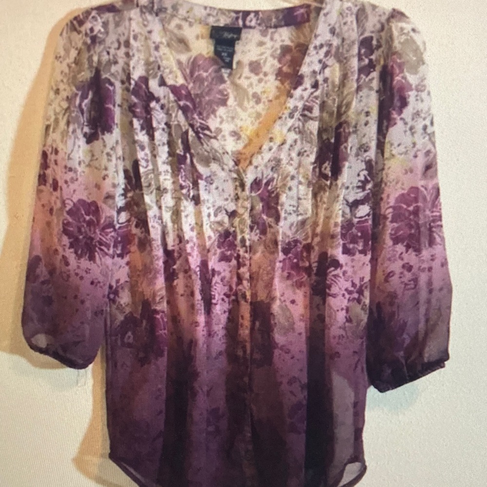 Daytrip Women's Blouse in Purple and Cream Floral